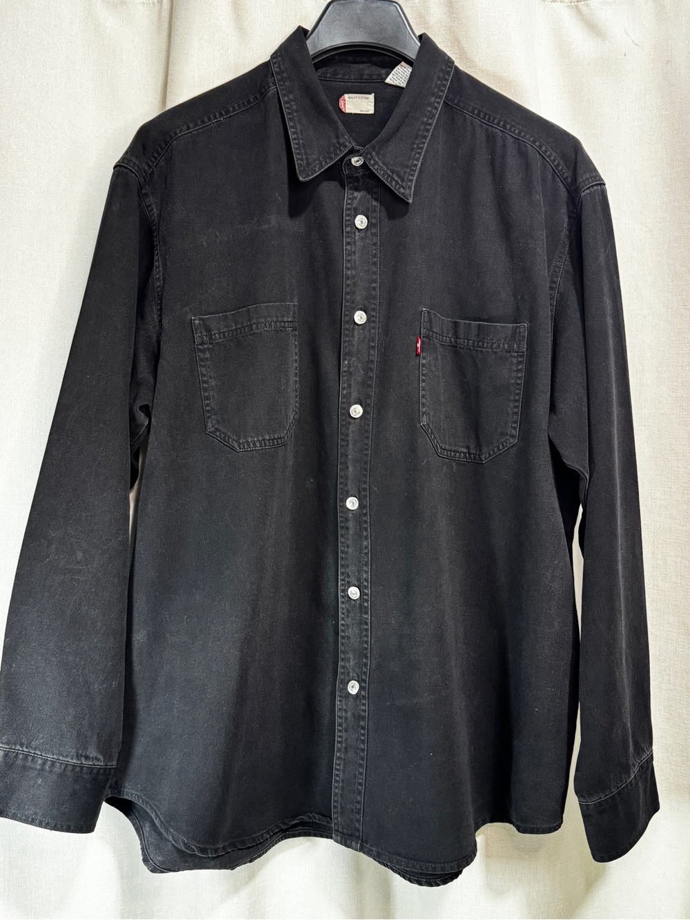 Levi's Men's XL Black Denim Long Sleeve Button-Up Shirt Solid Pockets